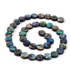 Round flat paua shell beads