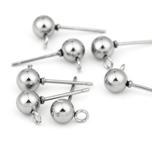 Round earring with steel bolt